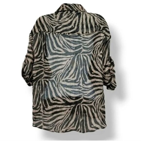 Zimmermann Corsage Safari Linen Silk Blend Animal Print Top Size 0/ US Size 4 - Picture 6 of 15